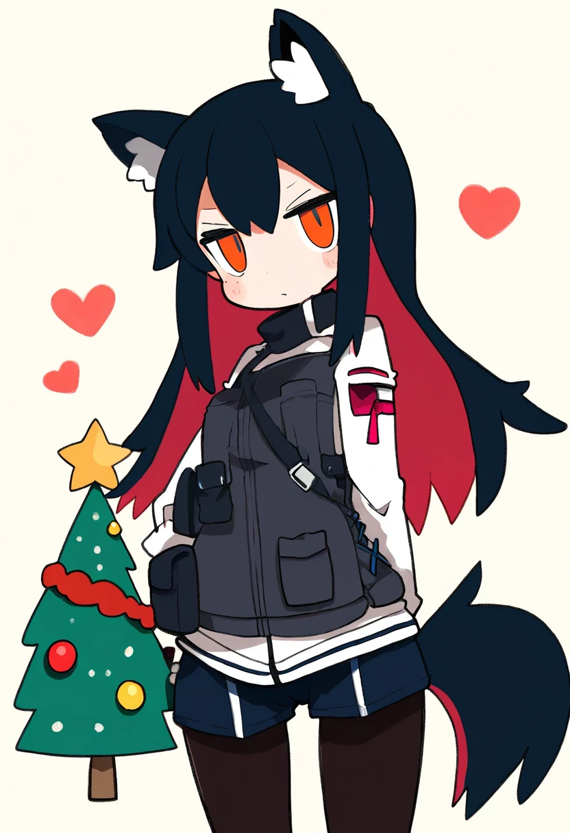morino hon,nuu \(nu-nyu\),(harada takehito), - 1girl,texas \(arknights\),arknights,underwear,tactical vest,christmas tree,christmas ornaments,
