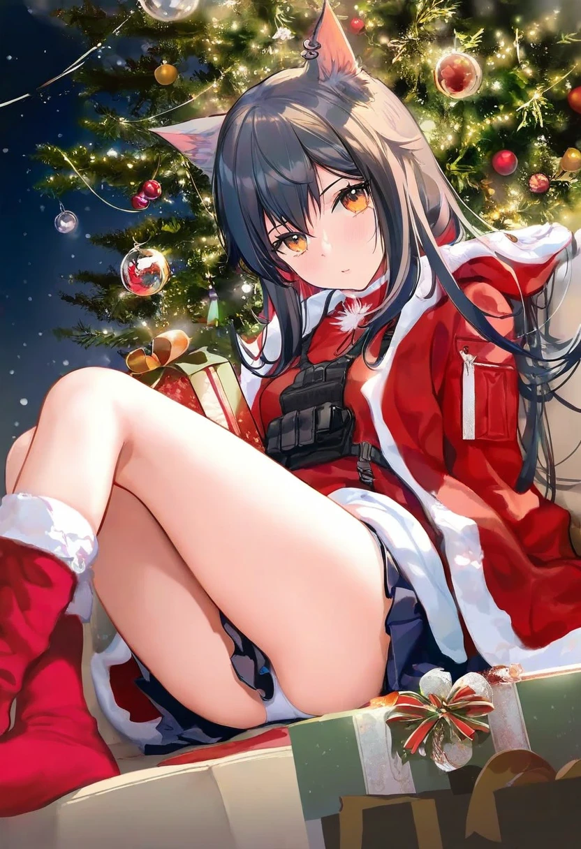 ATDAN,[ningen mame],ask \(askzy\),[hiten \(hitenkei\)],[[sy4]],[[alpha \(alpha91\)]],[[houraku]],[[[fuzichoco]]],[[sencha \(senchat\)]],[[[rei \(sanbonzakura\)]]],[[chen bin]],[wlop],[houkisei], - 1girl,texas \(arknights\),arknights,underwear,tactical vest,christmas tree,christmas ornaments,