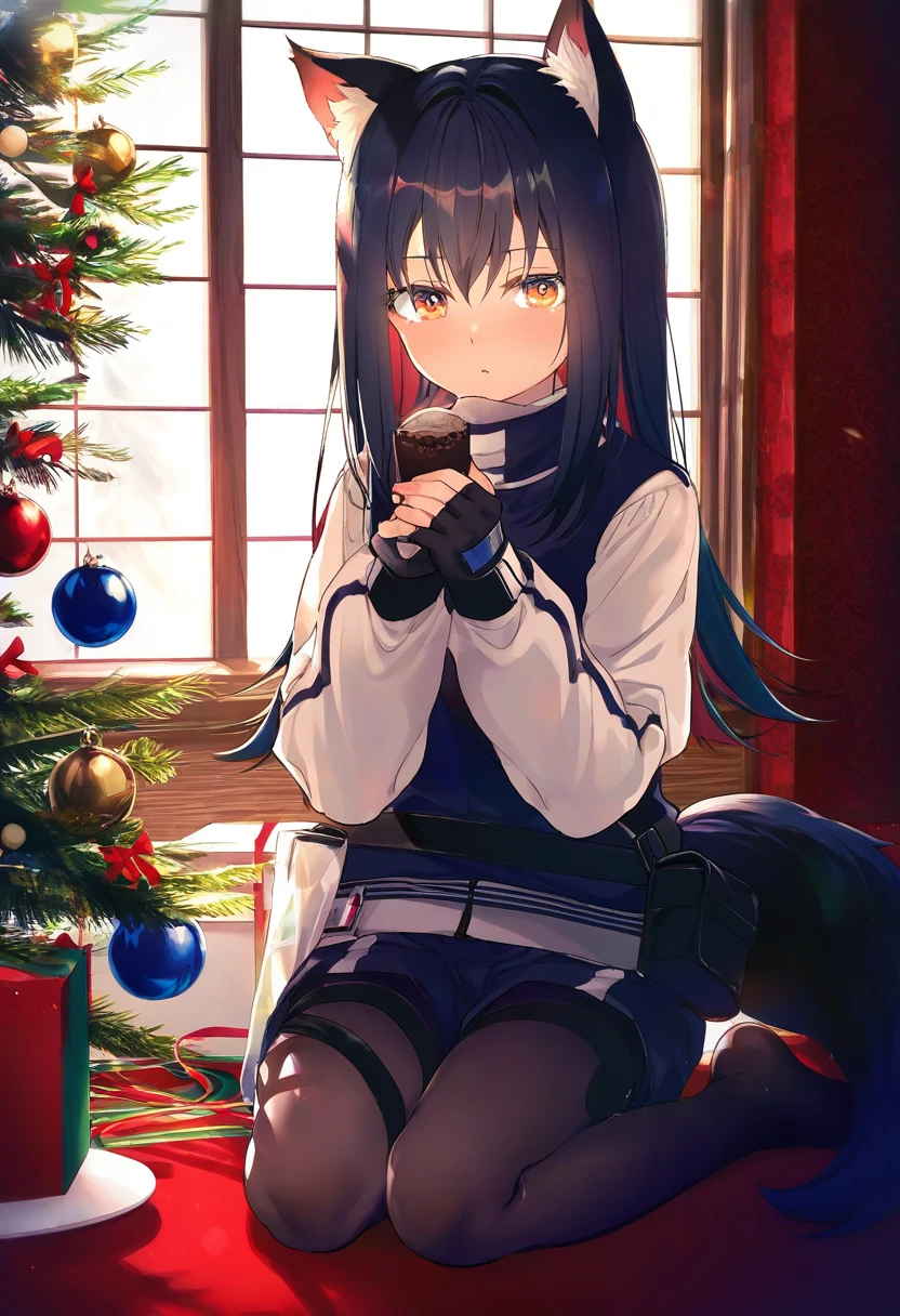 (toosaka asagi),asou \(asabu202\),fuzichoco,ogipote,[[piyodera mucha]],yamamomo \(plank\), - 1girl,texas \(arknights\),arknights,underwear,tactical vest,christmas tree,christmas ornaments,