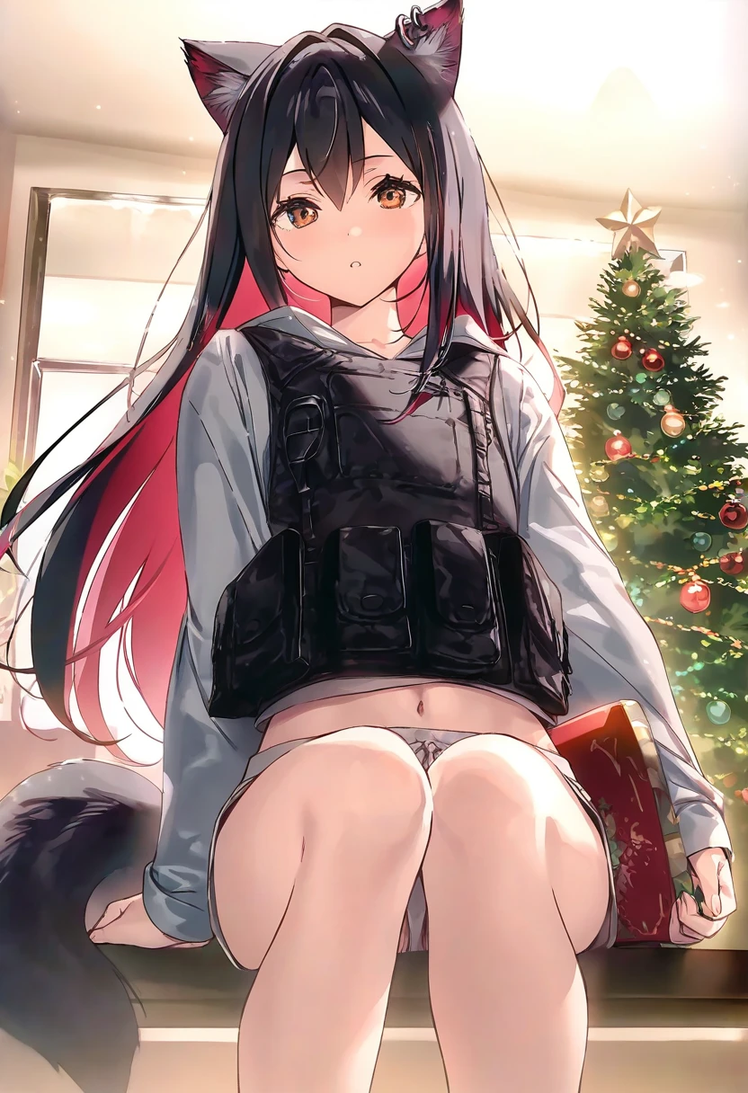 [[kantoku]],[[parsley-f]],[yd \(orange maru\)],(u u zan),komeshiro kasu,[[maett]],(dsmile),fuya \(tempupupu\), - 1girl,texas \(arknights\),arknights,underwear,tactical vest,christmas tree,christmas ornaments,