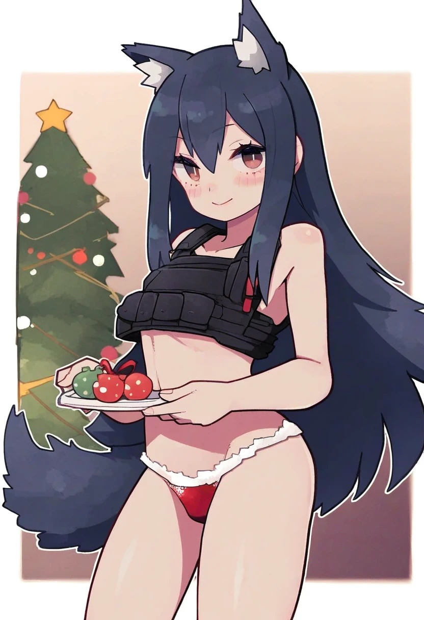 (lamb-oic029),((kedama milk)),[rariatto \(ganguri\)],((mochizuki kei)),[norza],keenh, - 1girl,texas \(arknights\),arknights,underwear,tactical vest,christmas tree,christmas ornaments,