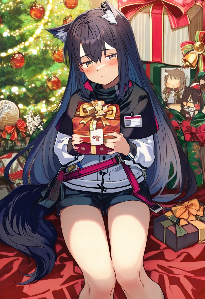 (niichi \(komorebi-palette\)),(shichigatsu),akadako,[[swordsouls]],(sagami jon),(demizu posuka),(sofra),[[sui \(suizilla\)]], - 1girl,texas \(arknights\),arknights,underwear,tactical vest,christmas tree,christmas ornaments,