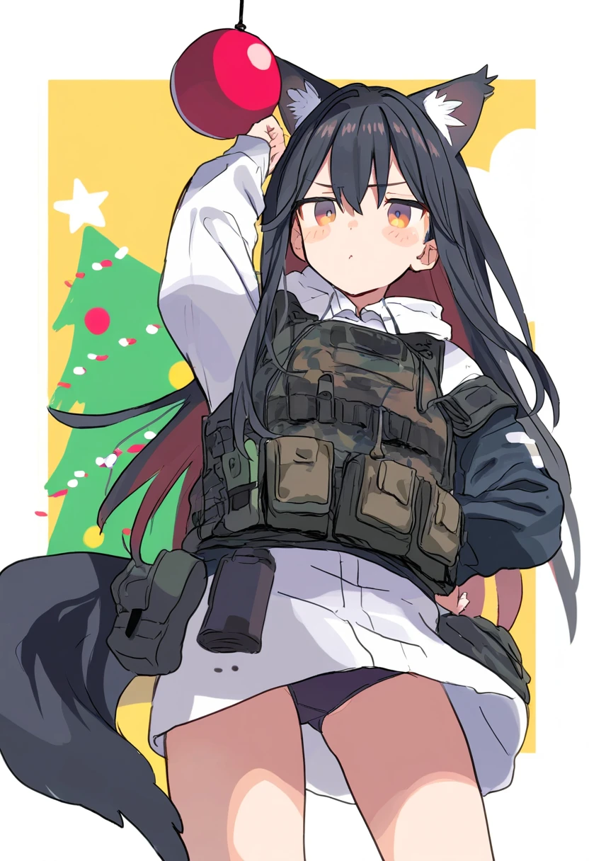 kz oji,daizu \(melon-lemon\),(teshima nari),(yukataro),honlo,[zuo daoxing],(icomochi),[[yana mori]], - 1girl,texas \(arknights\),arknights,underwear,tactical vest,christmas tree,christmas ornaments,