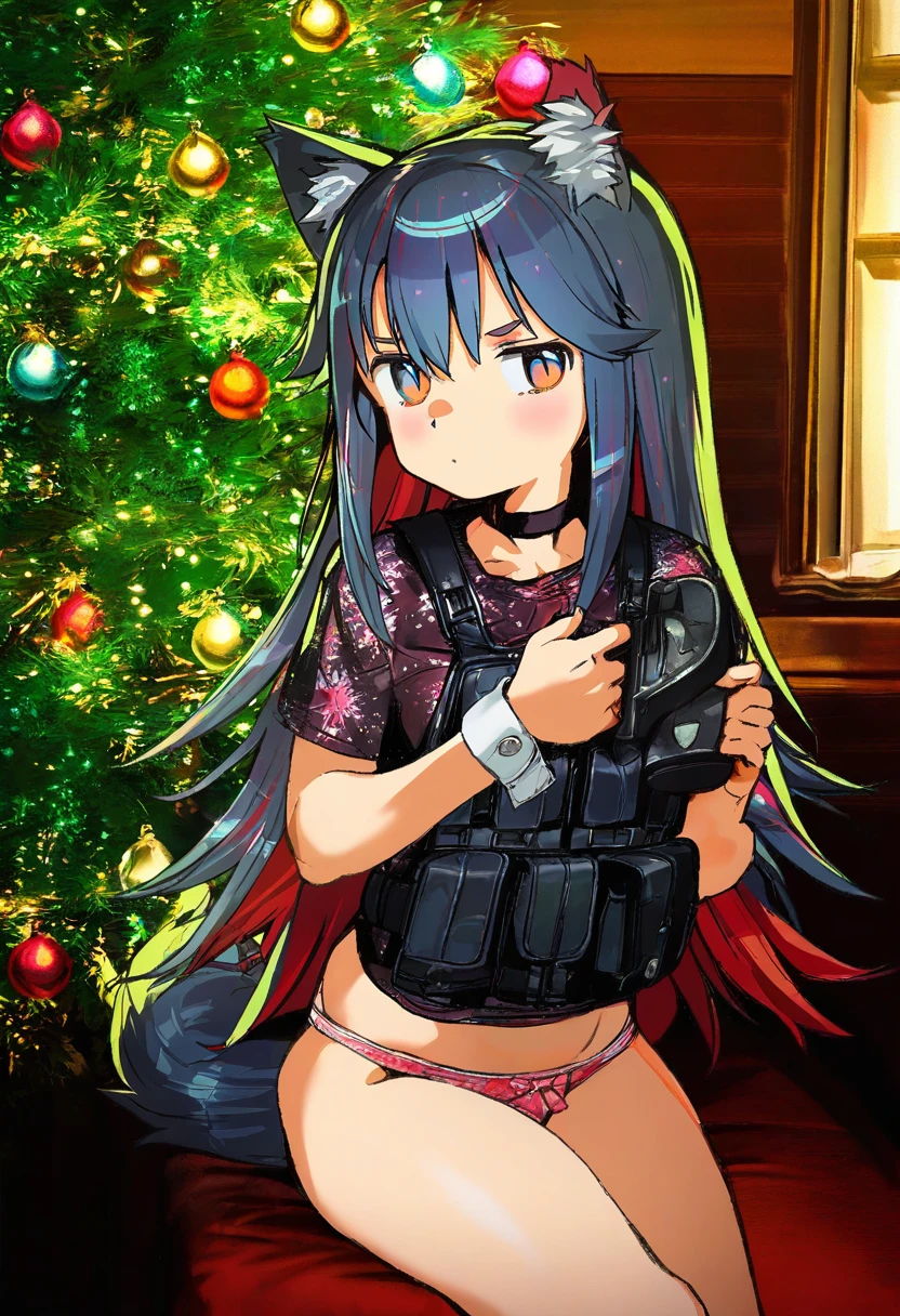 (((((healthyman)))))::((((iuui)))),((atte nanakusa)),(((wagashi \(dagashiya\)))),((quasarcake)),(((loliconder))),(((((tianliang duohe fangdongye)))))::((((meinoss)))),((onono imoko)), - 1girl,texas \(arknights\),arknights,underwear,tactical vest,christmas tree,christmas ornaments,