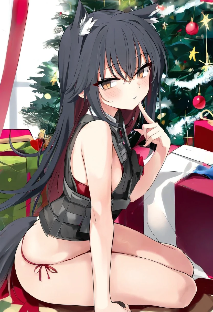 (toshizou \(0714\)),[[jyt]],[[misaka 12003-gou]], - 1girl,texas \(arknights\),arknights,underwear,tactical vest,christmas tree,christmas ornaments,