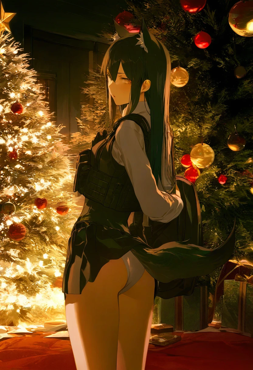  (((wang xi))),reeh \(yukuri130\),(( wanke)),(( kinta \(distortion\))),((rei \(sanbonzakura\))),[ask \(askzy\)],[[modare]], - 1girl,texas \(arknights\),arknights,underwear,tactical vest,christmas tree,christmas ornaments,