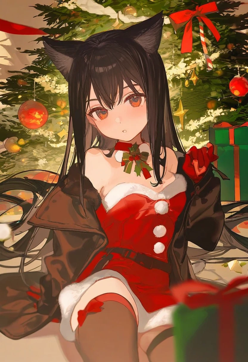 miyuki \(miyuki0529\),potg,rei \(sanbonzakura\),cierra \(ra-bit\),ask \(askzy\),gomzi,you shimizu,[ningen mame],ciloranko, - 1girl,texas \(arknights\),arknights,underwear,tactical vest,christmas tree,christmas ornaments,