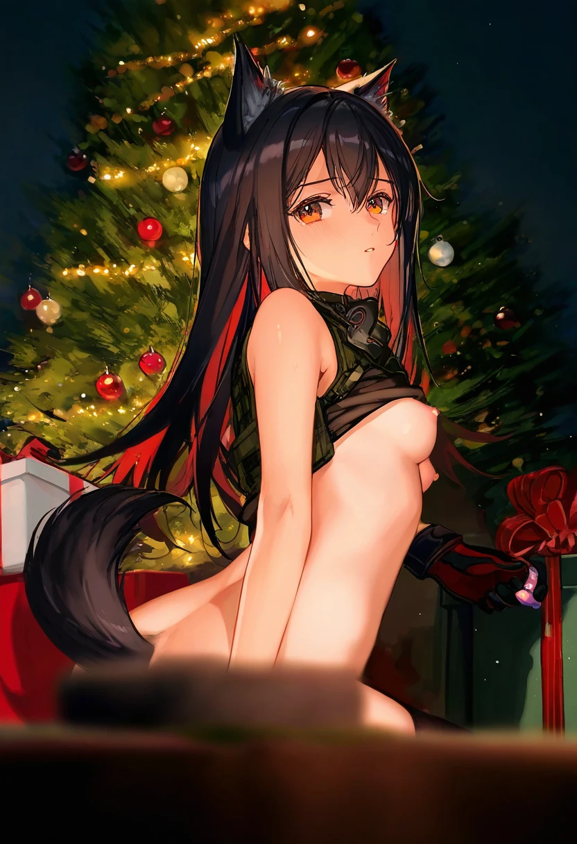 [ATDAN],ciloranko,[tidsean],[ke-ta],((chiaroscuro)),[as109]],[sho \(sho lwlw\)]], - 1girl,texas \(arknights\),arknights,underwear,tactical vest,christmas tree,christmas ornaments,