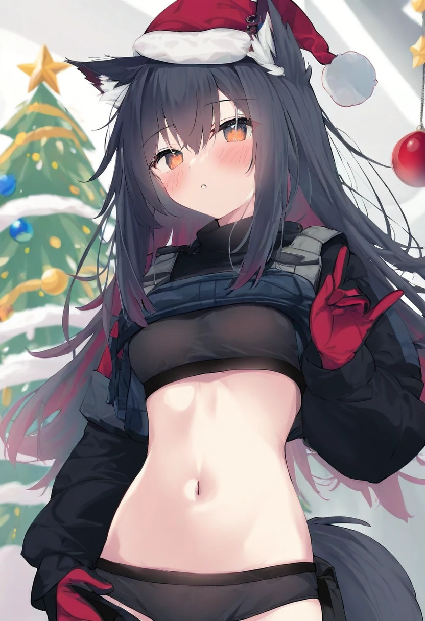 [eip \(pepai\)],[rukako],[[[memmo]]],[[[[[hoshi \(snacherubi\)]]]]],[[[[[nibiiro shizuka]]]]], - 1girl,texas \(arknights\),arknights,underwear,tactical vest,christmas tree,christmas ornaments,