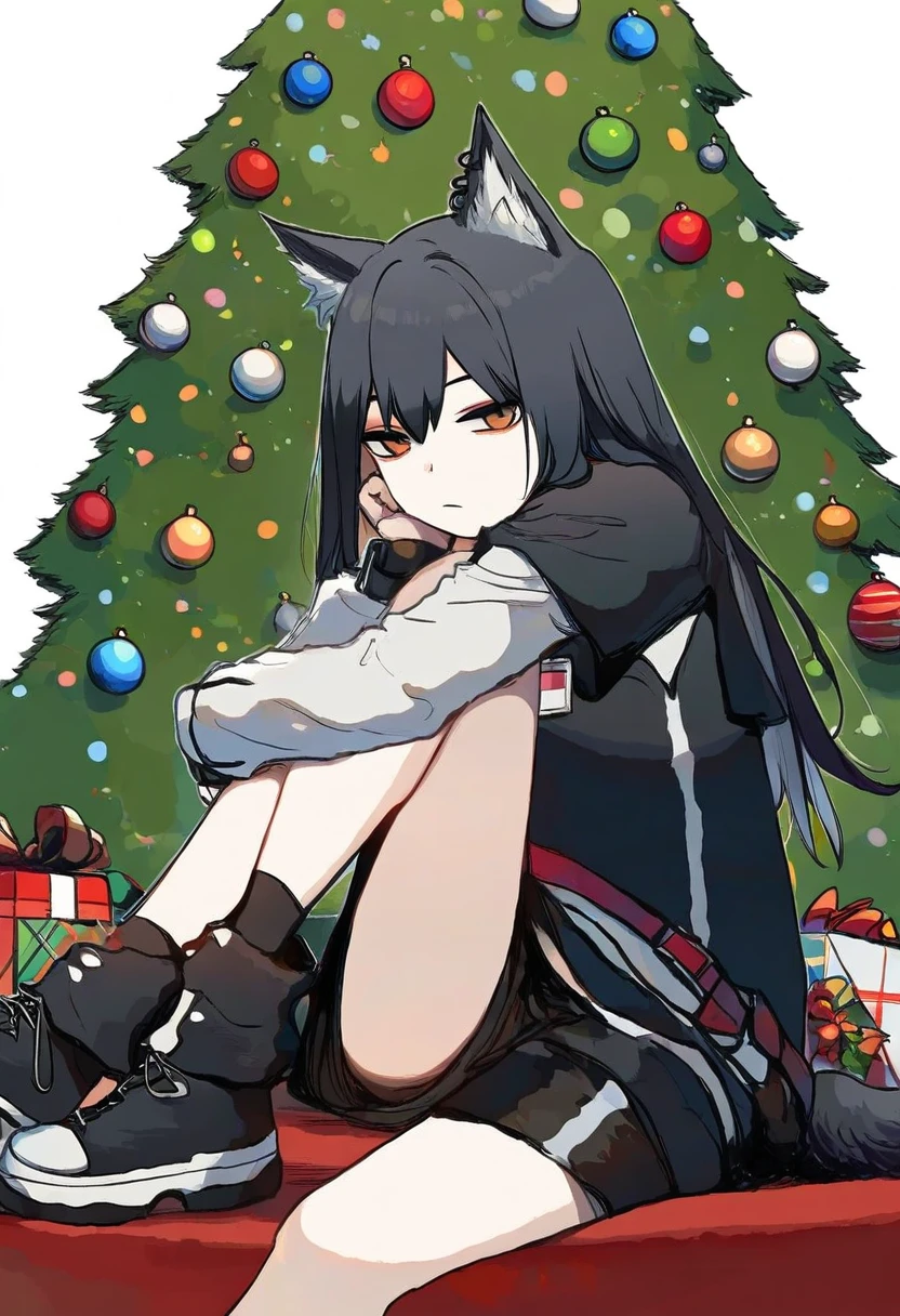 kukka,avogado6,hews,kawacy,sheya,xinzoruo,hyouuma, - 1girl,texas \(arknights\),arknights,underwear,tactical vest,christmas tree,christmas ornaments,