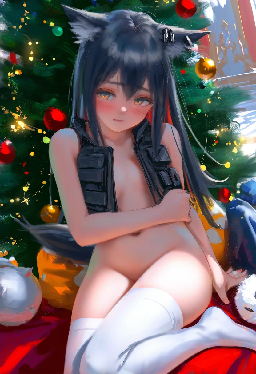 [[kamisato ayaka \(genshin\) cosplay]],no humans,[kedama milk],(wlop,reoen),[[As109]],((white cat)),hair ornament,furry,shy,nude,[[chibi]], - 1girl,texas \(arknights\),arknights,underwear,tactical vest,christmas tree,christmas ornaments,